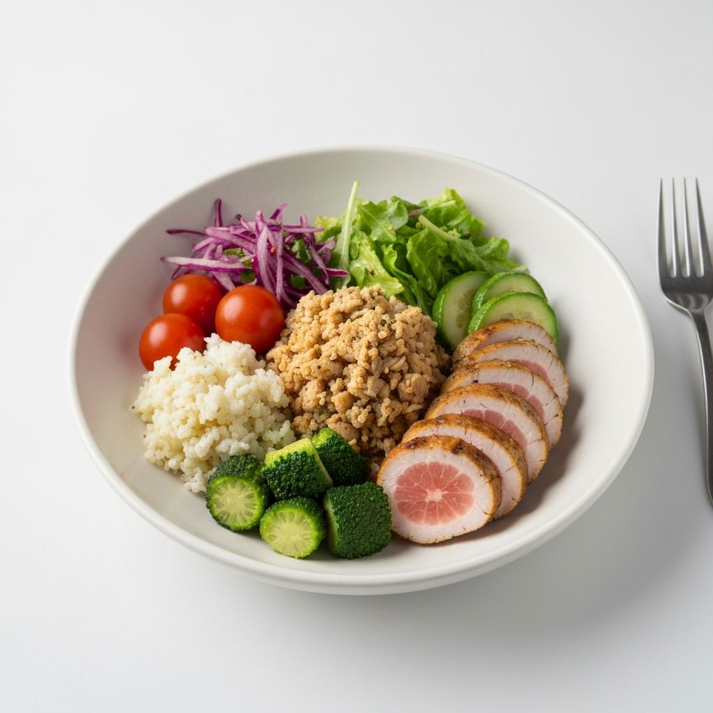 Exhibición principal de comida balanceada